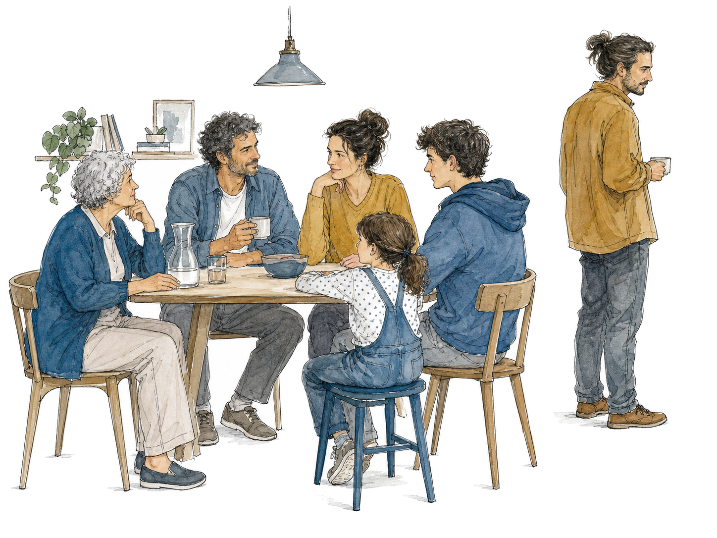 Una famiglia riunita mentre un suo membro resta separato dal gruppo